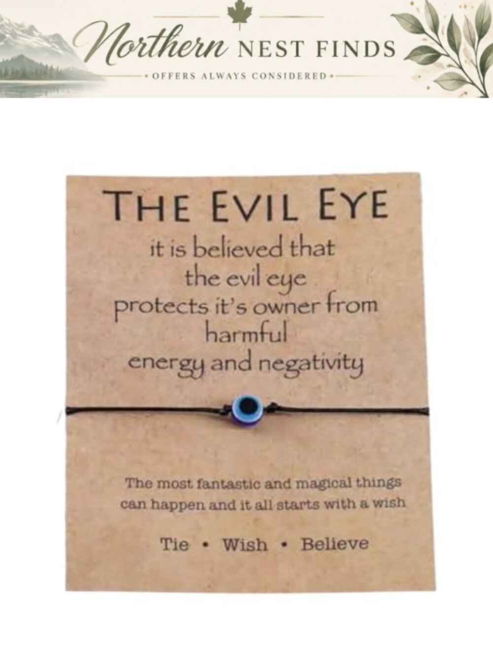 Handmade Evil Eye Wish Bracelet Wax Cord Adjustable Stackable Boho